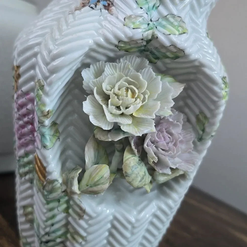 Japanese Porcelain Floral Wall Pocket